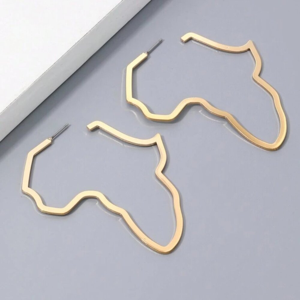NWT Gold Africa "Hoop" Shaped Earrings